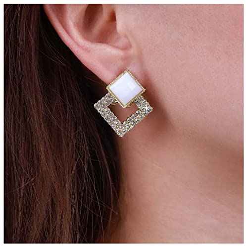 Cimenexe Böhmische Onyx Quadratische Ohrstecker Gold Cz Hohle Quadratische Ohrringe Geometrische Edelstein Ohrringe Gepflastert Doppelte Quadratische Tropfen Ohrringe Schmuck Für Frauen Und Mädchen