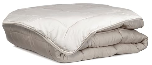 Zelesta Bettdecke Waschbare Ganzjahresdecke Mikrofaser Steppdecke Antiallergisch Schlafdecke Easybed - Taupe & Leinen (135x200cm)