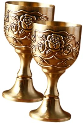 BRIGHTFUFU 2Pcs European Style Antique White Wine Goblet Creative Household Wine Glasses for Home Bar and Party Use Elegant Embossed Design