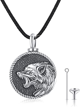 REDSUN Wolf Halskette 925 Sterling Silber Kopf Kremation Anhänger Halskette Tier Schmuck Memorial Andenken Geschenke für Frauen Männer