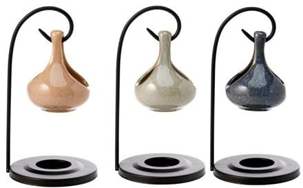 SWL Ceramic Teardrop Oil Burner – Hanging Wax Melt Burner with Metal Stand | Aromatherapy Essential Oil Diffuser | Stylish Tealight Holder for Home Fragrance, Gifts & Relaxation (1 Piece)