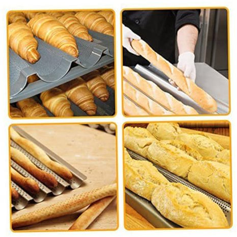 ABOOFAN 2st Baguettepfanne Aus Antihaft- -tablett Tablett Edelstahl Metall Franz?sisch Brotform Wellenbrotform Backform Für Franz?sisches Brot Silikonbrot-kuchenblech Toast Rechteck