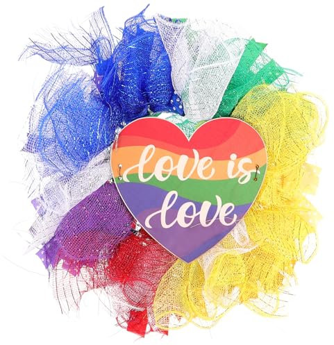 TOPBATHY Regenbogen Girlande Regenbogen-Wandschild Türkranz vorn Dekor Schleife Gay-Pride-Kranz bunter LGBTQ-regenbogenkranz draussen schmücken künstliche das Schild Anhänger Plastik