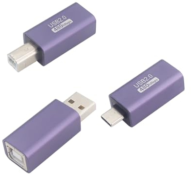 RIIEYOCA Lot de 3 Adaptateurs USB B/A/C Vers USB B 2.0 pour Pianos Électroniques, Imprimantes, Tambours Électroniques