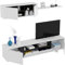 Avilia Parete Attrezzata con Mobile TV (46x200x41cm), Modulo Pensile (35x105x29cm) e Mensola (3x95x21cm) - Parete a Giorno in MDF, Bianco