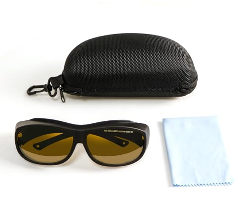 FONLAND Gafas de Seguridad Láser para Grabado Láser OD5+ 200-460nm y 800-2000nm Luz Infrarroja Cercana, Gafas Láser de Fibra de Luz UV Protección Ocular con Estuche.