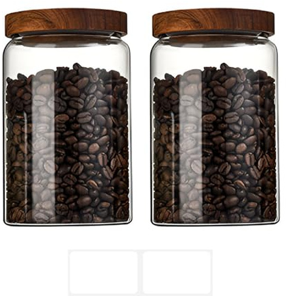 Jauhmui 2 Unidades Frascos De Vidrio Herméticos Con Tapa Madera 850 Ml