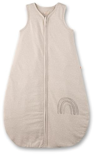 Sanetta Baby-Schlafsack Beige | Praktischer und bequemer Unisex-Schlafsack aus Bio-Baumwolle. Baby-Schlafsack mit Reißverschluss und Regenbogen-Print | Baby Sleeping Bag