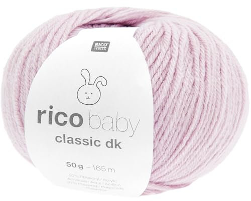 Rico Design Babywolle pastell, Baby Classic dk Häkelwolle, Strickgarn, 50g, 50% Polyacryl 50% Polyamid (85 veilchen)