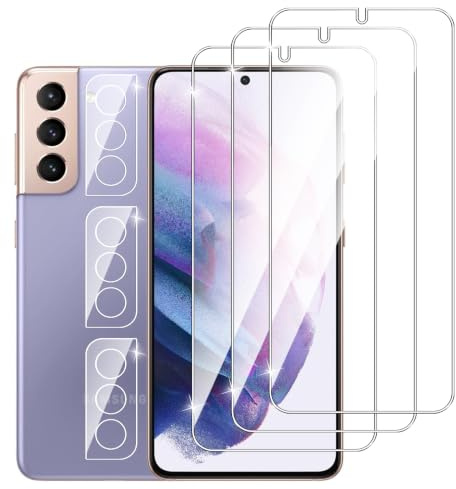 Dlxiks Panzer Schutz Glas für Samsung Galaxy S21 5G, 3 Stück Schutzfolie Mit 3 Stück Kameraschutz, 9H Härte, Anti-Kratzen, 9H Härte, HD Klar Displayschutzfolie für Samsung Galaxy S21 5G