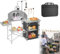 Froadp Cocina de camping plegable con armario de camping, protector de viento y soporte de lámpara ajustable, muebles de camping y cocina de viaje portátil, incluye bolsa de transporte para camping,