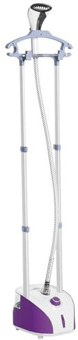 HOMCOM Plancha Vertical 1950W 2 L Plancha de Vapor Vertical con Temperatura Ajustable en 11 Niveles y Barra Telescópica Centro de Planchado Vertical para Hogar Oficina Púrpura