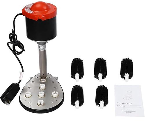 WEIMILOR Electric Commercial Glass Washer w/ 5 Cup Brushes, Electric Cup Washer with Pure Copper Bar Cup Washer for Hotel Banquet Cleaning Glassware Red Wine Glasses Washing Machine
