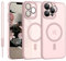 YUANDMI Cover Magnetica per iPhone 12 Pro Compatibile con MagSafe, Custodia Per iPhone 12 Pro Traslucida Opaca Case Ultra-Sottile Silicone Anti-Scivolo Resistente ai Graffi, Rosa