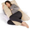 Dreamcatcher Cream Grey Pregnancy Pillow, U Shaped Shredded Memory Foam Maternity Pillow, Full Body Support Pregnancy Pillows for Sleeping, Machine Washable & Removable Velvet Cover