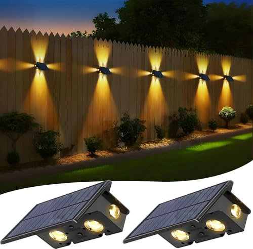 Solar Fence Lights Outdoor Garden, Solar Wall Lights Outdoor IP65 Waterproof 4 Modes 7 Colors RGB Garden Fence Light Solar Powered Wall Lamps for Outside Deck Patio Yard Pathway [Energy Class A]