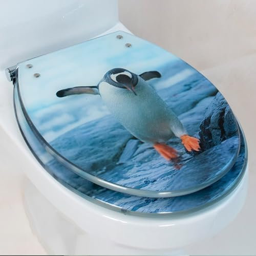 Unikicool Klodeckel,Toilettensitz Aus Kunstharz,WC Sitz Mit Absenkautomatik,Polyresin Toilettensitz,Toilettendeckel Mit Absenkautomatik,Abnehmbarer Toilettensitz,Mit 3D-Effekten,Ocean-Serie