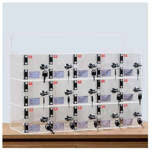 Casier for téléphone Portable en Acrylique avec Fente for Carte, boîte de Rangement sécurisée for téléphone Portable, Mural, avec Serrure, adapté au Bureau en Classe, Facile à Nettoyer(6 Small grids)
