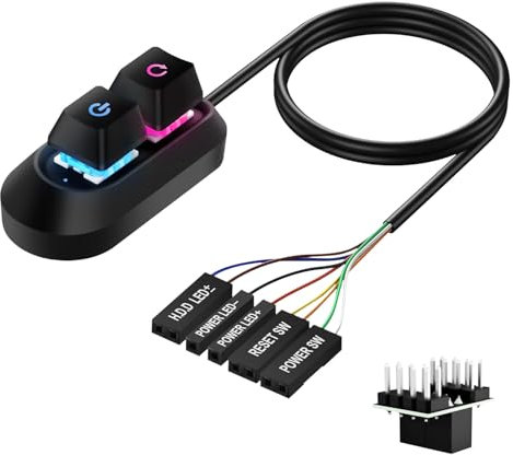 FunnAura PC Power Button, External Multifunctional PC Power Switch with LED Light for Start and Reset