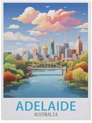 Jigsaw Puzzles 1000 Pieces paper Assembling Picture,Adelaide Australia Vintage Travel Poster,Adults Games Educational Toys(38x26cm)-AV19