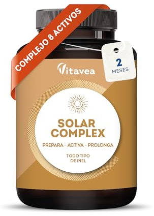Bräunungskapseln 3-in-1 - Bräunungsbooster & Sonnenschutz von innen – Natürliche & gleichmäßige Bräune – Mit Beta-Carotin, Lycopin, Kupfer & Nachtkerzenöl – Für alle Hauttypen – 60 Kapseln – Vitavea