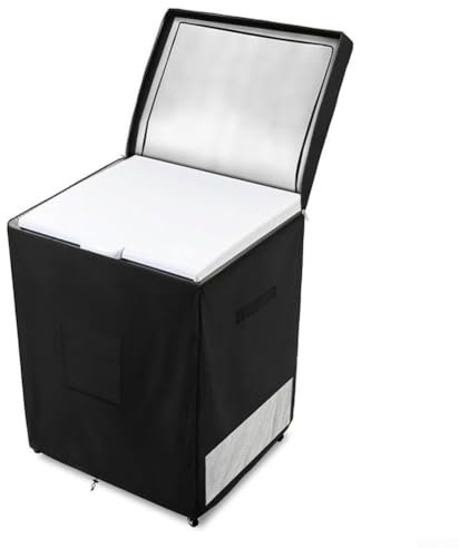 Outdoor Refrigerator Cover, Waterproof Refrigerator Cover, With Elastic Hem Cord And Adjustable Buckles, Compatible With For Chest Freezers(Black 55.88 x 63.5 x 85.09cm)