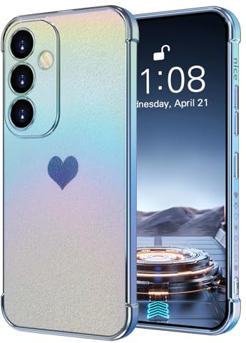 Yoawiful für Samsung Galaxy S23 Hülle Fluoreszierende niedliches herzförmiges Muster Handyhülle Samsung S23 Silikon Kameraschutz Anti Fall Samsung S23 Hülle 5G blau