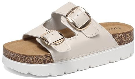 Plataforma Sandalias Mujer Mules para Gruesa Pantuflas con Corcho Slip On Zuecos Sandalias con Hebilla Calzado Ajustables Cómodo Verano Zapatillas Playa Zapatos