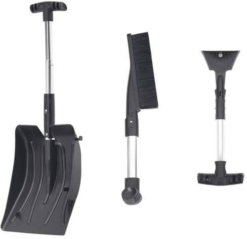 Kit pala da neve 3 in 1 in alluminio nero Casa e giardino Prato e giardino Pala da neve per rimozione neve