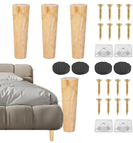 Jambes de meubles en bois - 4 pièces de pieds en bois massif Jeu de pieds, pieds de remplacement de fuseau tournés vintage | Pieds de canapé de style classique pour fauteuil de canapé, coiffeuse gab