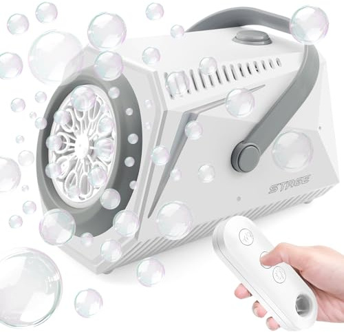Akku Seifenblasenmaschine mit Fernbedienung - LED Seifenblasenmaschine Kinder- 15.000+ Blasen/min Seifenblasen Machine für Geburtstagsfeiern, Kinderfeste, Hochzeit