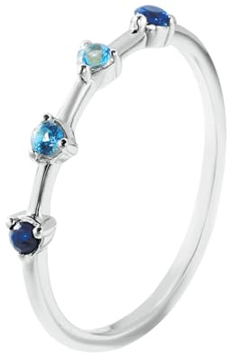 Skcess Platin 950 Damenring, Ring Saphir Blau Topas Größe 65 (20.7)