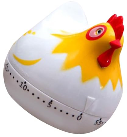 BESPORTBLE Minuteur Mécanique Cuisine en Plastique Forme Poule Blanche Minuterie de Dessin Animé Pratique Rappel Cuisson pour Pâtisseries Œufs Crêpes et Biscuits Minuterie Cuisine