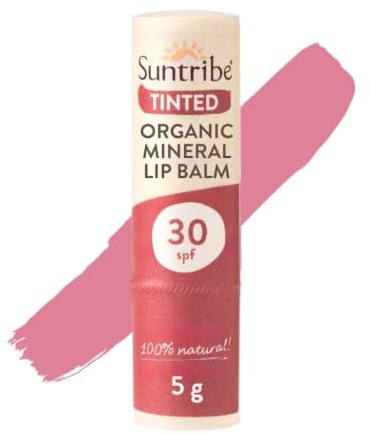 Suntribe Mineralischer Bio-Lippenbalsam Getönt LSF 30/5 g – 100% Natürlich, Nanofreier Mineralische UV-Filter, Pflegend – Bester getönter Lippenbalsam (Beauty Shortlist Awards 2026)