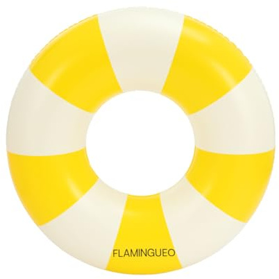 Flamingueo Gonfiabile Gigante - Per Spiaggia e Piscina - Forma Ciambella - Design Bicolore - PVC Resistente - Doppia Valvola - 90 x 90 cm
