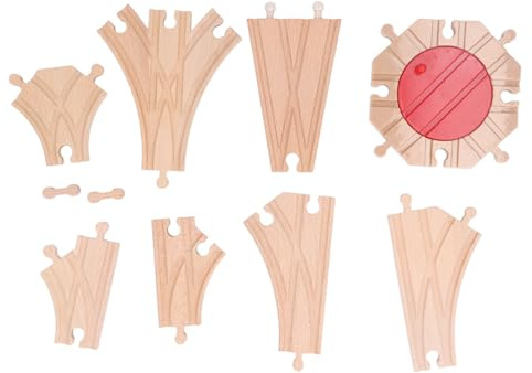 Chiyyak Diverse Set of Wooden Train Tracks for Kids, DIY Educational Expansion Pack with Beech Wood Material (Package C)
