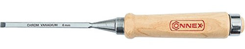 Connex COX861006 Stechbeitel mit Ulmer Heft aus Weißbuche und Chrom-Vanadium-Klinge mit Seitenfase, Breite 6 mm