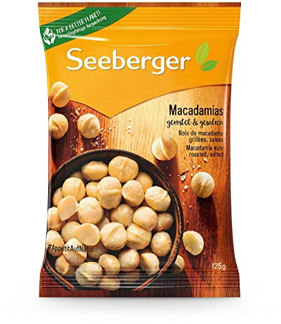 Seeberger Macadamias geröstet & gesalzen: Feinstens veredelte Macadamianüsse - schonend geröstet mit feiner Salznote - intensiv nussig - geschält, vegan (1 x 125 g)