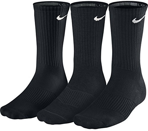 Nike Men 3PPK Cushion Crew Socks - Black/White, Medium