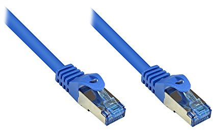 Kabelmeister® Cat.6A Ethernet LAN Patchkabel mit Rastnasenschutz - S/FTP, PiMF, PVC, 500MHz, halogenfrei- 10-Gigabit-fähig - blau, 7,5m