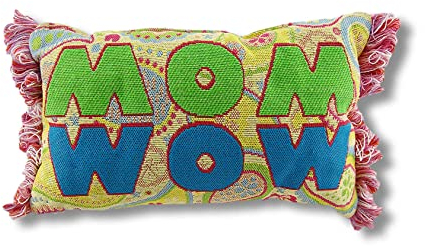 Things2Die4 Gelb Paisley gewebte 'Mom/Wow Accent Kissen