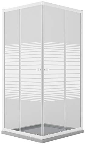 Box Doccia Bianco Rettangolare 70x120 CM H185 Vetro Serigrafato mod. Blanc