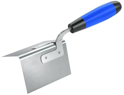 Bon Outside Corner Bullnose Trowel 5 x 3 1/2 with 3/8 Radius Comfort Grip Handle – Stainless Steel 90° Flex Tool for Drywall, Plaster, and Stucco Finishing