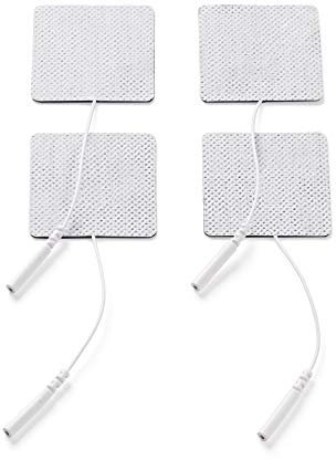 Promed Gewebe-Elektrode 45 x 45 mm, 4 Stück, selbstklebende Tens Elektroden mit 2mm-Stecker-Anschluss für TENS/EMS Geräte, wiederverwendbar