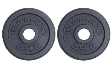 Train Hard Hantelscheiben Set Gewichten Gusseisen 30/31 mm Lochdurchmesser 2 x 2,5 kg