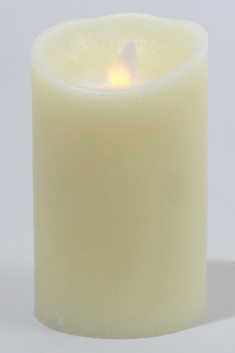 Kaemingk LED Kerze mit Flackereffekt - Wachs Elfenbein mit Tropfen - Durchmesser 9 cm - Höhe 17,5 cm - batteriebetrieben - für den Innenbereich