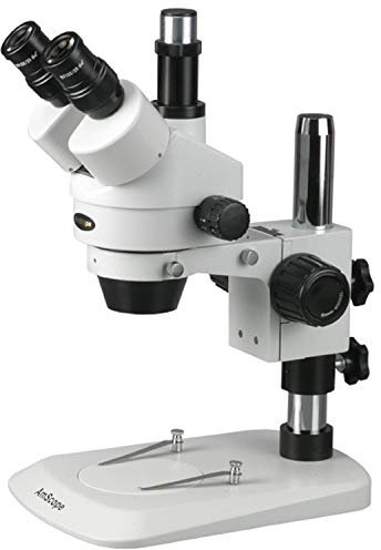 AmScope SM-1TNZ Trinokulares Industrielle Inspektion Zoom-Stereomikroskop, 3.5X-90X, Weiß