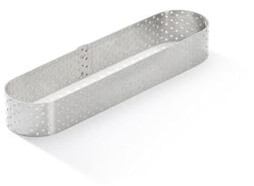 De Buyer - Cercle à tarte oblong VALHORNA en inox perforé - 14,5 x 3,5 cm, hauteur 2 cm, Argent