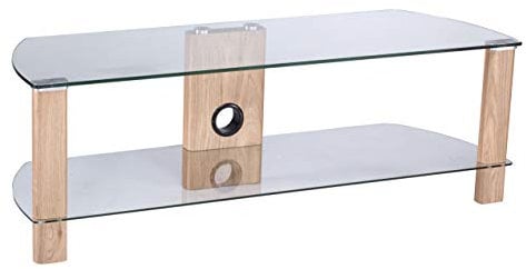 Alphason Century 1200 TV Stand - Light Oak & Clear Glass