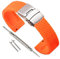 VINBAND Unisex Wasserfest Gummi Uhrenarmband mit Edelstahl Silber Faltschließe 18mm Orange